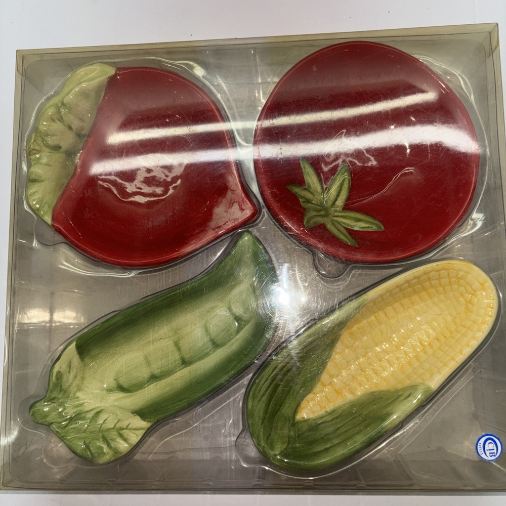 Inno‎ Vintage Art Vegetable Shaped Ceramic Serving Bowls Set of 4 Round Oval NWB